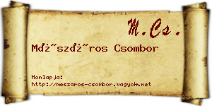 Mészáros Csombor névjegykártya